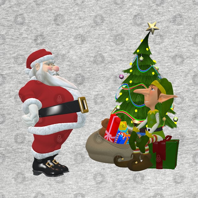 Merry Christmas Santa Tree Gifts & Elf by holidaystore